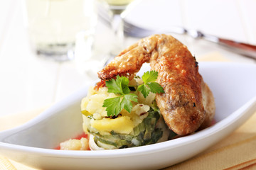 Roast chicken and potatoes