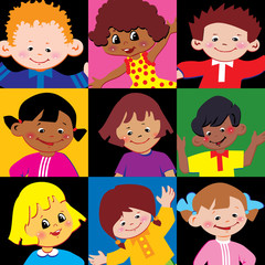 Portraits of the happy children of different nationalities.