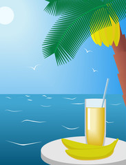 banana and a glass of juice.