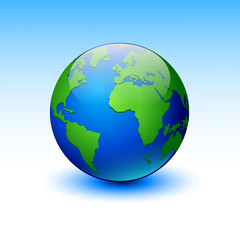 Globe on a blue background. Vector illustration.