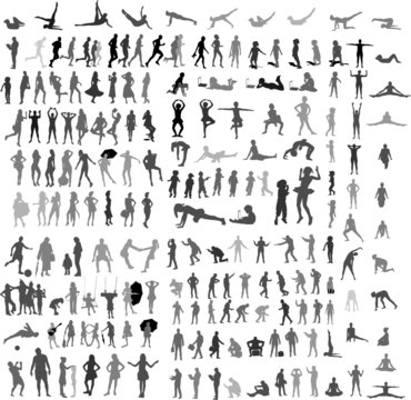 collection of people silhouettes vector