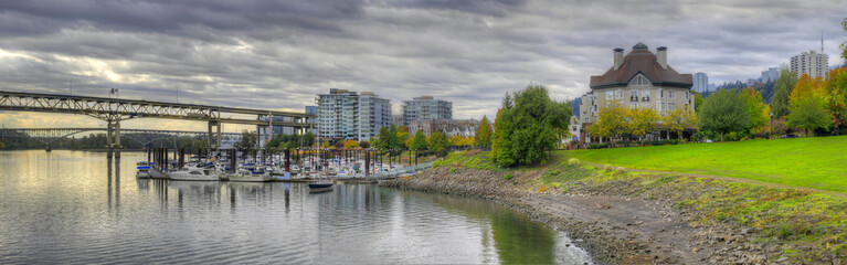 Fototapeta na wymiar River Place Marina in the Fall Panorama 2