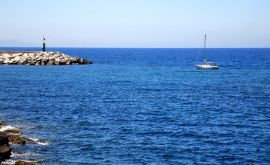 Boat in the sea. Sardinia, Italy.