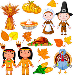Thanksgiving icon set - obrazy, fototapety, plakaty
