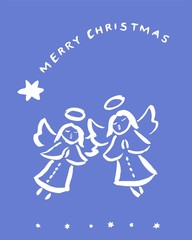 Christmas angels - greeting card