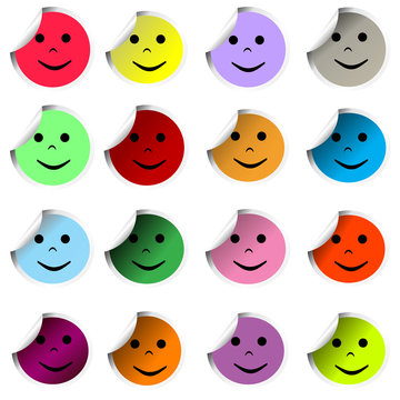 Colored stickers with happy faces