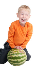 Fototapeta premium Boy and watermelon