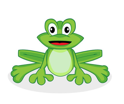 cute happy looking tiny green frog with big eyes