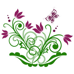 Abstract flowers and butterfly