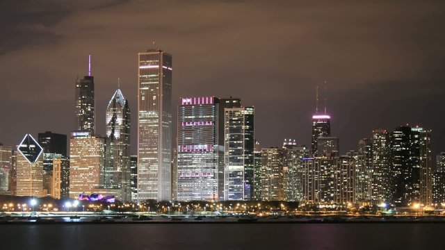 Time lapse Chicago Skyline at night