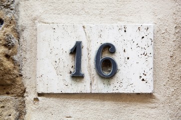 Block number on a wall