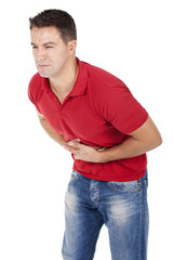 man suffering from abdominal pain