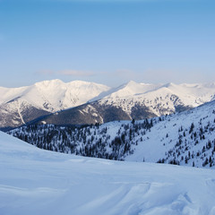 Fototapeta premium Western Sayan mountains. Ergaky. Siberia. Russia in winter time.