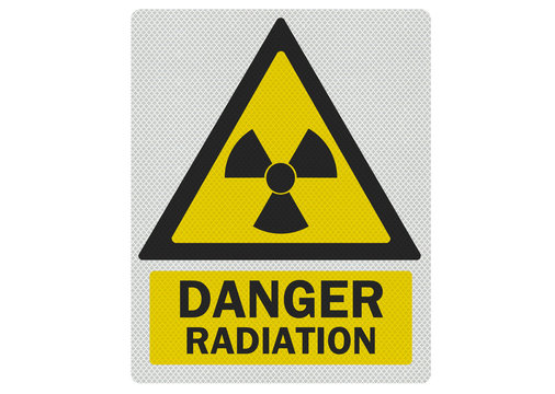 'Danger - radiation' photo realistic metallic reflective sign, i