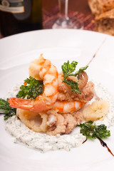 delicatessen dish with seafoods