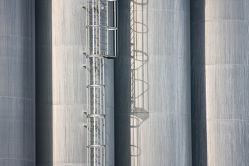 Detail of big silo's of a Dutch factory