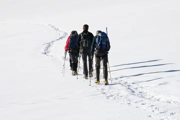 Papier Peint photo Alpinisme Equipe de corde sur le glacier