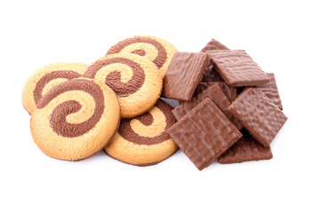 Chocolate cookies isolated on white