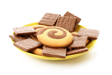 Chocolate cookies isolated on white