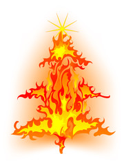 Burning christmas tree