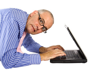 Man with a laptop.
