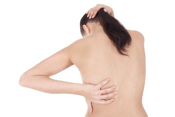 woman massaging pain back