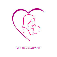 logo entreprise, coeur, femme, bébé