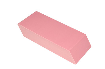 Close-up View of a Large Pink Eraser Isolated on White