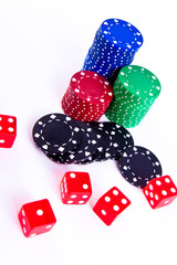 poker chips and dice