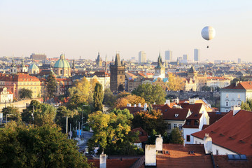 View on the autumn Prague historical city of Czech