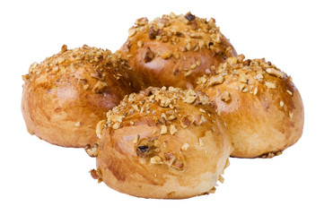 bun with nuts isolated