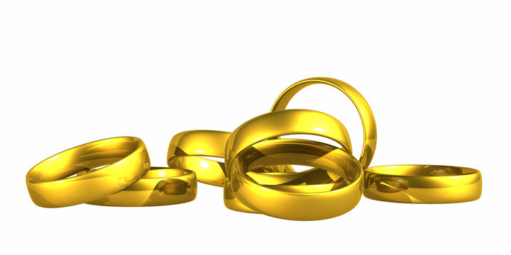 Gold Wedding Rings, Clipping Path.