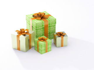 beautiful gift boxes on a white background