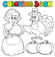 Cercles muraux Pour enfants Coloring book Thanksgiving theme