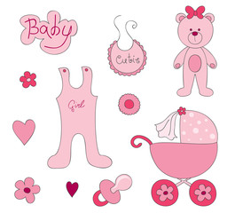 Vector newborn elements for girl