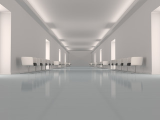 3d interno vuoto corridoio