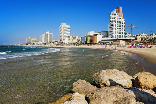 View on the beach of Tel-Aviv, Israel