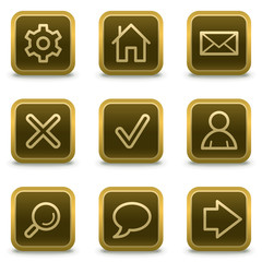 Basic web icons, square brown buttons