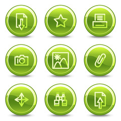 Image library icons, green circle glossy buttons