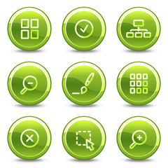 Image viewer icons, green circle glossy buttons