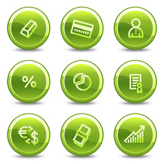 Money icons , green circle glossy buttons
