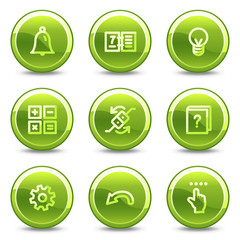 Organizer icons , green circle glossy buttons