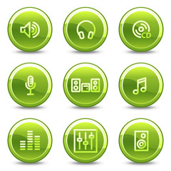 Sound icons , green circle glossy buttons