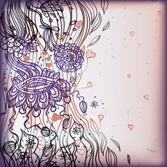 vector background with a hand drawn ornament