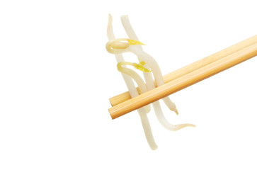 Bean sprouts in chopsticks