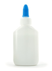 Envase de pegamento en blanco