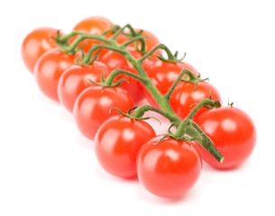 Cluster of cherry tomatoes on the white