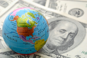 Globe on banknotes