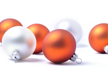 Christmas balls on the white background