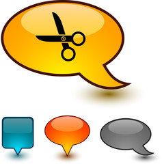 scissors speech comic icons.